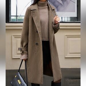 NWT Women's Brown Double-Breasted Coat size XS